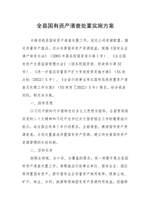 全县国有资产清查处置实施方案.docx