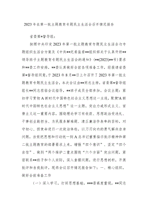 2023年在第一批主题教育专题民主生活会召开情况报告.docx