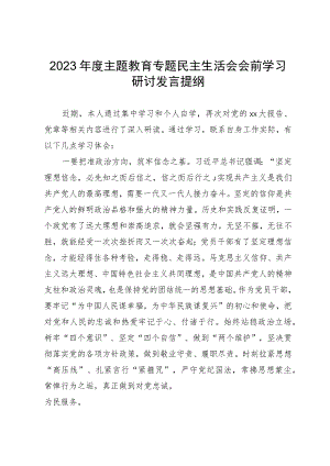 2023年度主题教育专题民主生活会会前学习研讨发言提纲 .docx