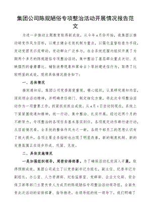 集团公司陈规陋俗专项整治活动报告企业工作汇报总结.docx