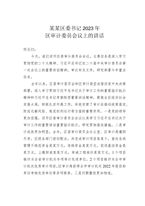 某某区委书记2023年区审计委员会议上的讲话.docx