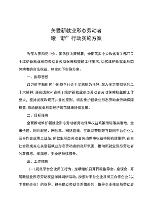 关爱新就业形态劳动者暖“新”行动实施方案.docx