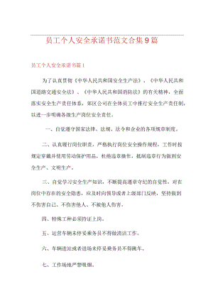 员工个人安全承诺书范文合集9篇.docx