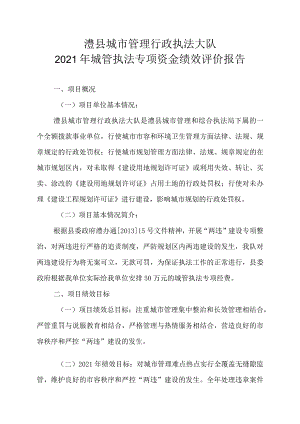 澧县城市管理行政执法大队2021年城管执法专项资金绩效评价报告.docx