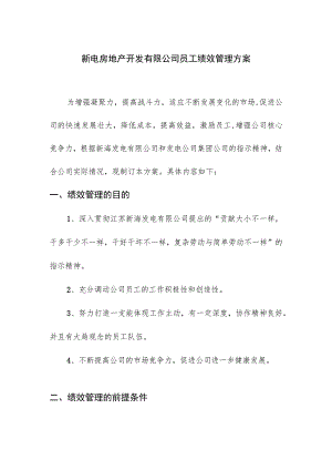 新电房地产开发有限公司员工绩效管理方案.docx
