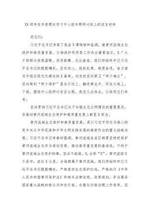 XX领导在市委理论学习中心组专题研讨班上的发言材料.docx