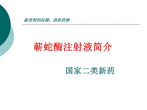 蕲蛇酶注射液简介.ppt