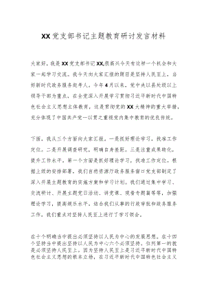 XX党支部书记主题教育研讨发言材料.docx