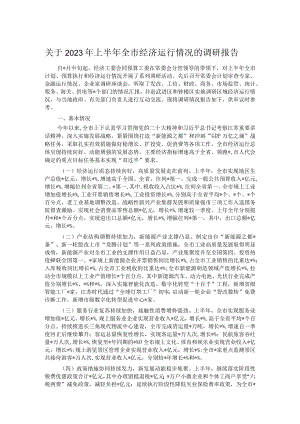 关于2023年上半年全市经济运行情况的调研报告.docx