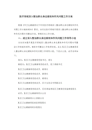 2023医疗领域深入整治群众身边腐败和作风问题工作方案精选10篇.docx