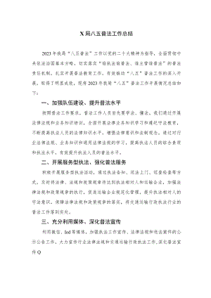 2023XX局八五普法工作总结精选10篇.docx