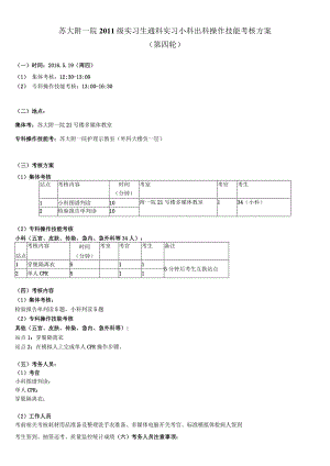 苏大附一院2011级实习生通科实习小科出科操作技能考核方案.docx