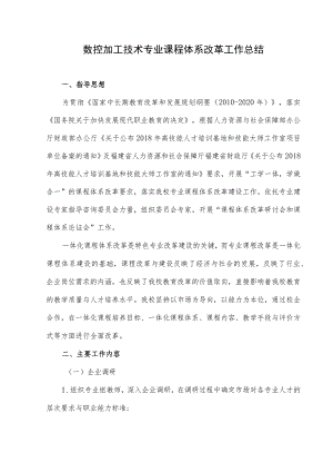 数控加工技术专业课程体系改革工作总结.docx