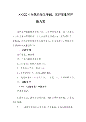 小学优秀学生干部、三好学生等评选方案.docx