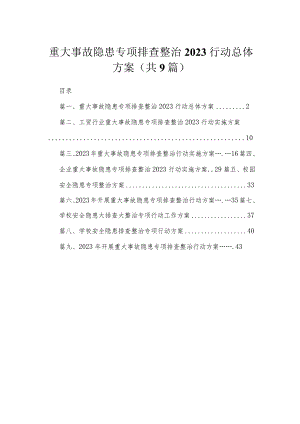 重大事故隐患专项排查整治行动总体方案9篇供参考.docx