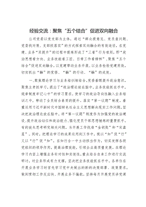 经验交流：聚焦“五个结合”促进双向融合.docx