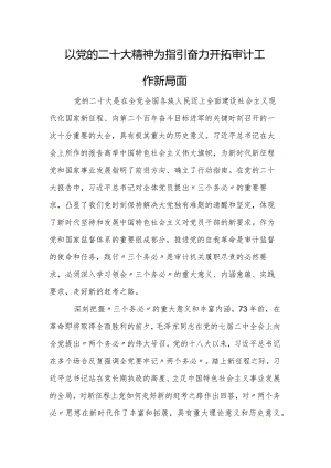 以党的二十大精神为指引 奋力开拓审计工作新局面.docx