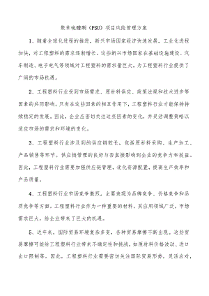 聚苯硫醚酮（PSU）项目风险管理方案.docx