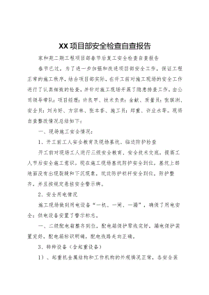 20XX年项目部安全检查自查报告 (5).docx