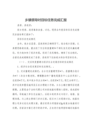 20XX年乡镇领导对目标任务完成汇报.docx