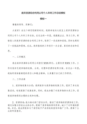 废弃资源综合利用公司个人年终工作总结模板.docx