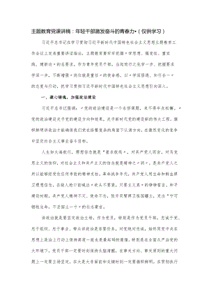 教育党课讲稿：年轻干部激发奋斗的青春力量.docx