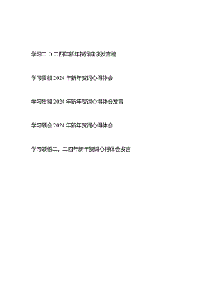 学习贯彻二〇二四年新年贺词心得体会发言5篇.docx