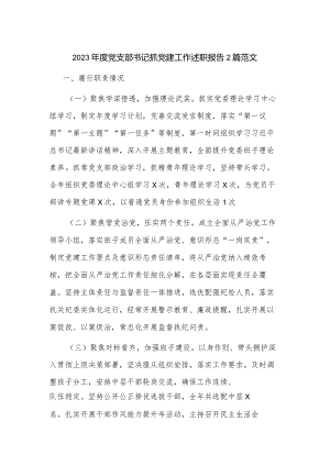2023年度党支部书记抓党建工作述职报告2篇范文.docx