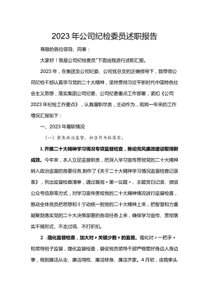 2023年公司纪检委员述职报告.docx