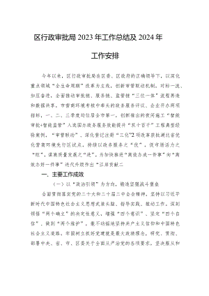 区行政审批局2023年工作总结及2024年工作安排(20231229).docx