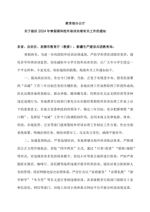 教育部办公厅关于做好2024年寒假期间校外培训治理有关工作的通知（2023年）.docx