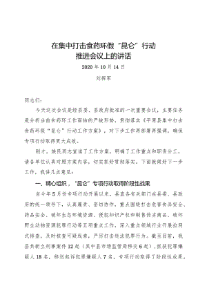 在集中打击食药环假“昆仑”行动推进会上的讲话.docx