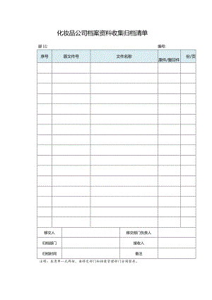 化妆品公司档案资料收集归档清单.docx