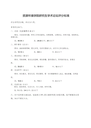 资源环境学院研究生学术论坛评分标准.docx