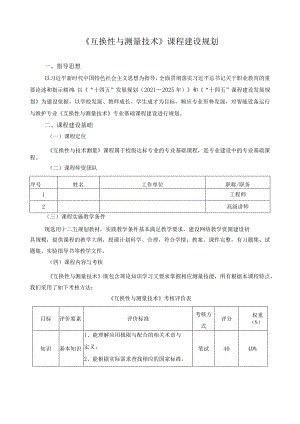 《互换性与测量技术》课程建设规划.docx
