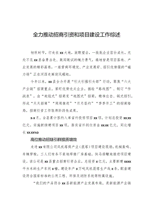 全力推动招商引资和项目建设工作综述.docx