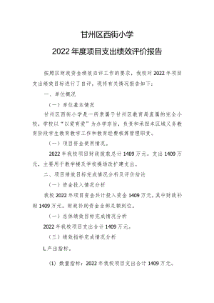 甘州区西街小学2022年度项目支出绩效评价报告.docx