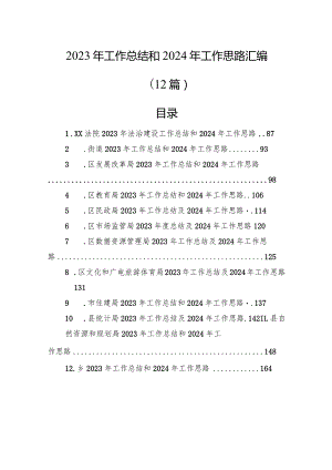2023年工作总结和2024年工作思路汇编（12篇）.docx