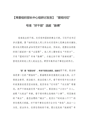 【常委组织部长中心组研讨发言】“望闻问切”号准“好干部”选拔“脉搏”.docx