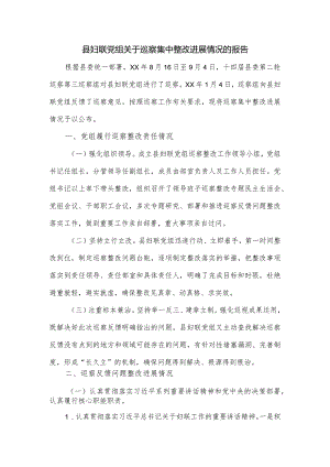 县妇联党组关于巡察集中整改进展情况的报告.docx