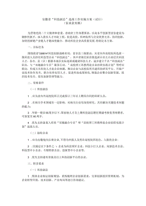 安徽省“科技副总”选派工作实施方案（试行）.docx