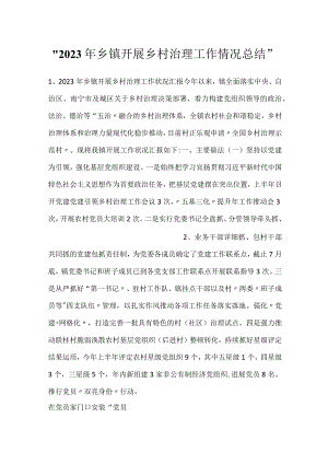 -2023年乡镇开展乡村治理工作情况总结-.docx