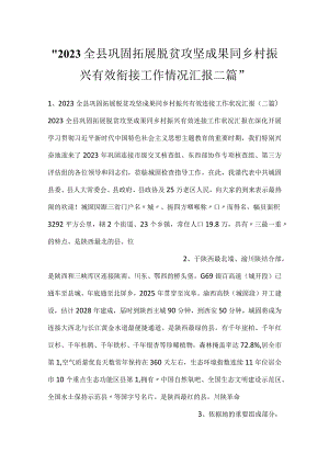 -2023全县巩固拓展脱贫攻坚成果同乡村振兴有效衔接工作情况汇报二篇-.docx