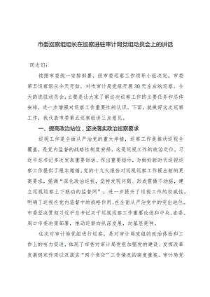 市委巡察组组长在巡察进驻审计局党组动员会上的讲话.docx