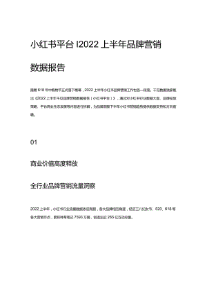 小红书平台 _ 2022上半年品牌营销数据报告.docx