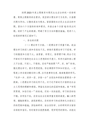 副书记2023年主题教育专题民主生活会个人对照检查材料.docx