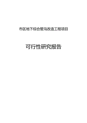 城市地下管沟改造建设工程可研报告.docx