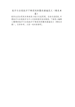 批评与自我批评不够深刻的整改措施范文(精选4篇).docx