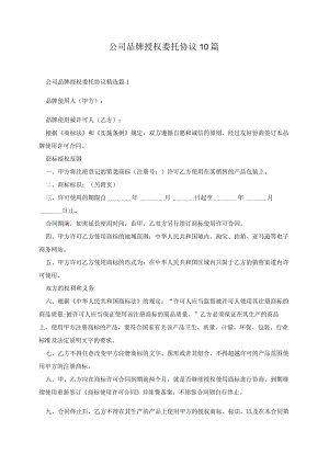 公司品牌授权委托协议10篇.docx