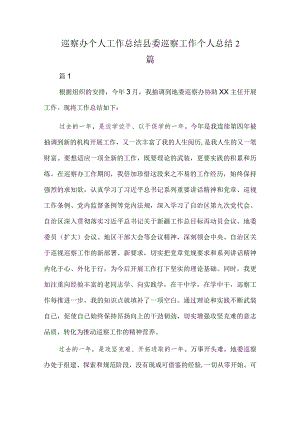 巡察办个人工作总结 县委巡察工作个人总结2篇.docx